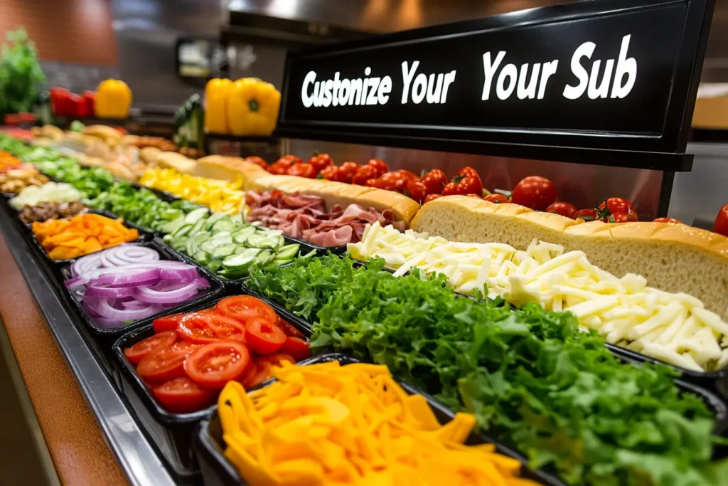 Jersey Mike's customizable sandwich bar with fresh toppings