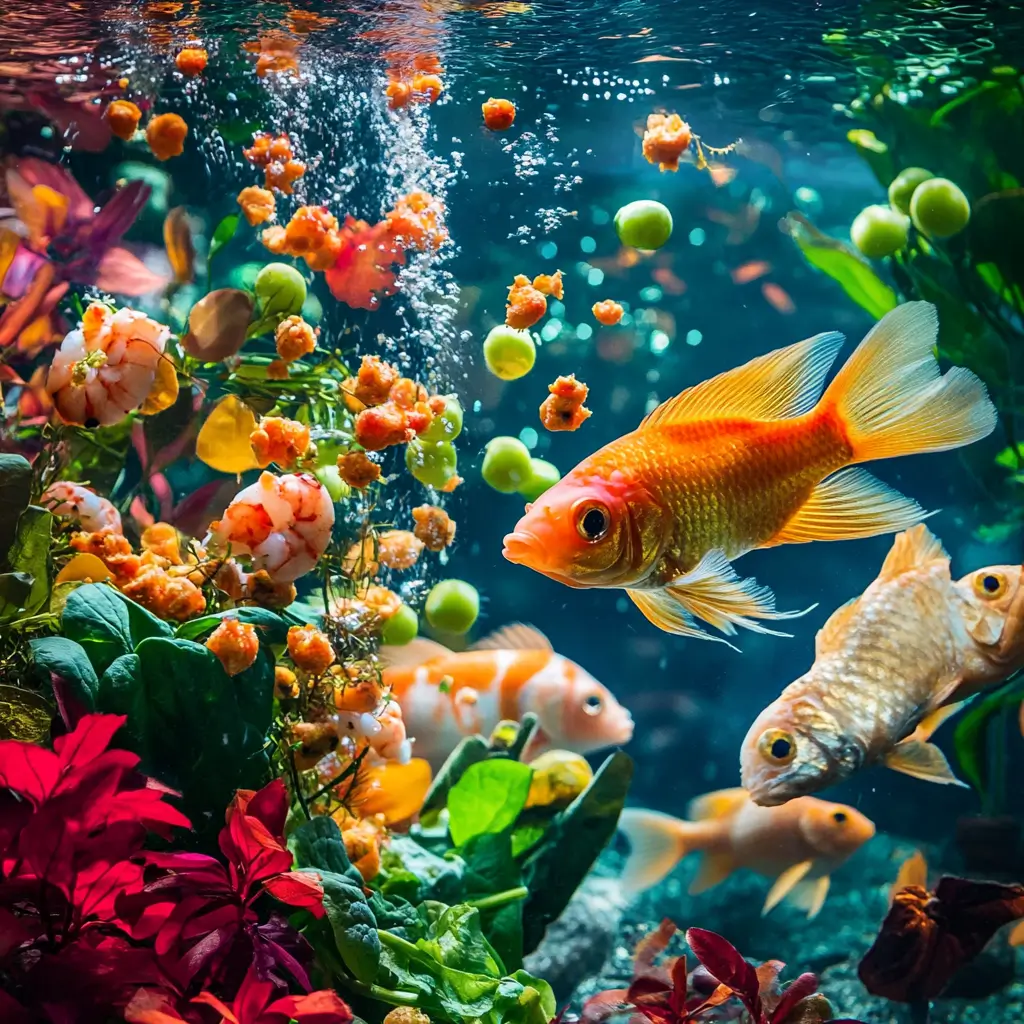 food in an aquarium.