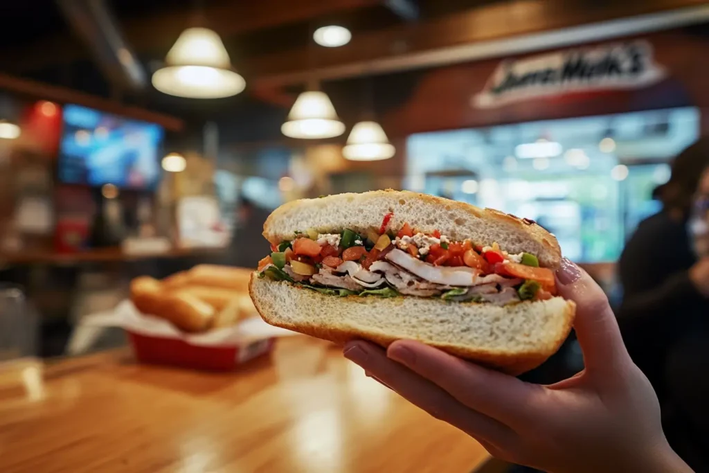 Customer Enjoying Jersey Mike's Original Italian Sub