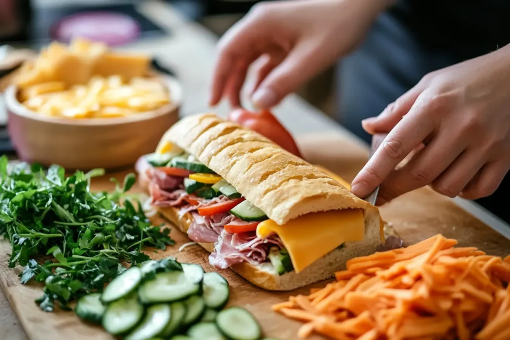  A homemade Jersey Mike’s Sub in a Tub being prepared.