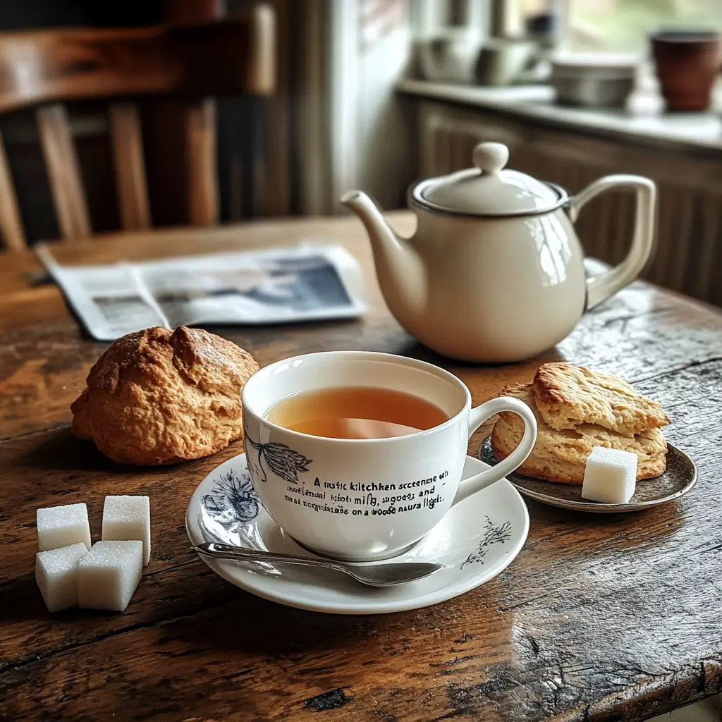  English Breakfast Tea Served with Milk and Scone
