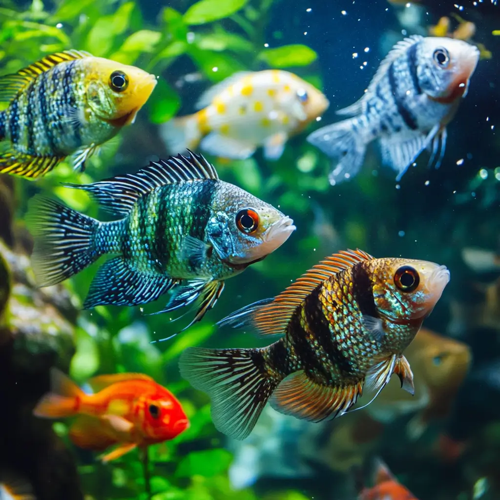 Tropical fish enjoying nutritious homemade food made from