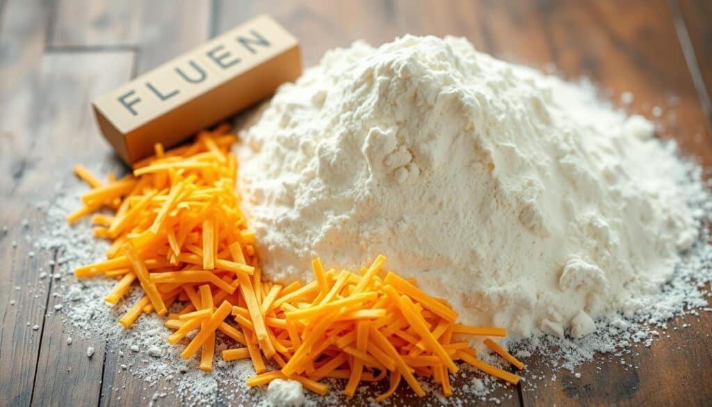 gluten free flour and cheddar cheese