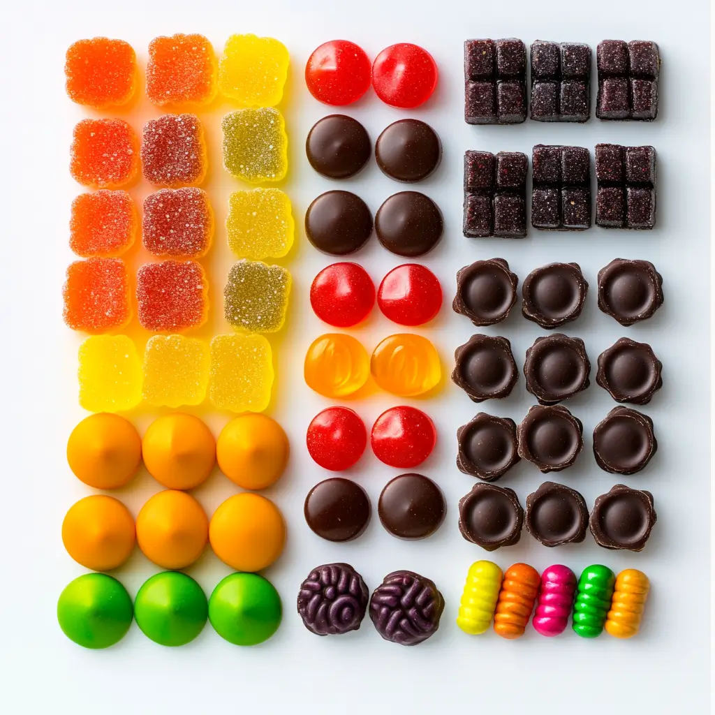 Comparison of Nerds Gummy Clusters and other gluten-free candies like Skittles and Starburst