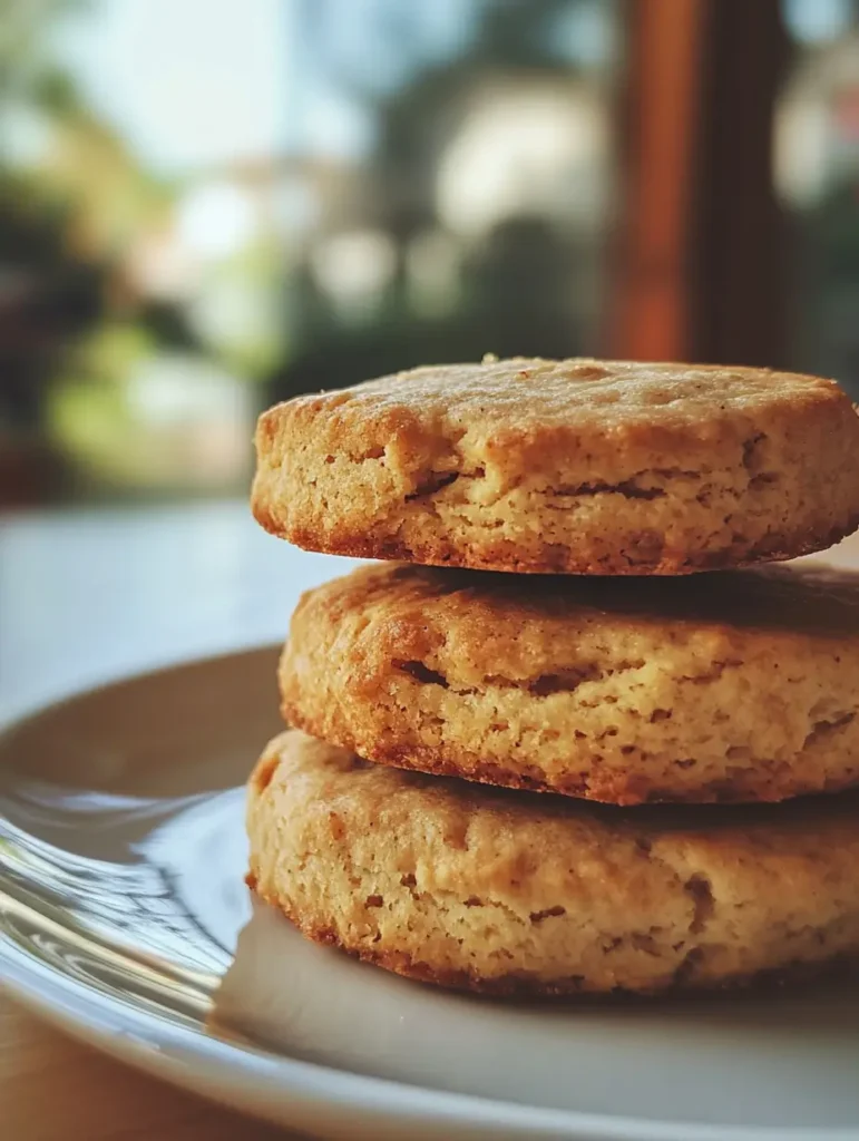 Freshly baked gluten-free biscuits with honey and milk on a rustic table.